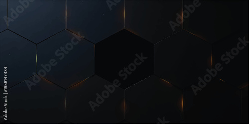 Seamless 3d geometric vector illustration featuring a black and white abstract background with a hexagonal cell pattern and technology structure design