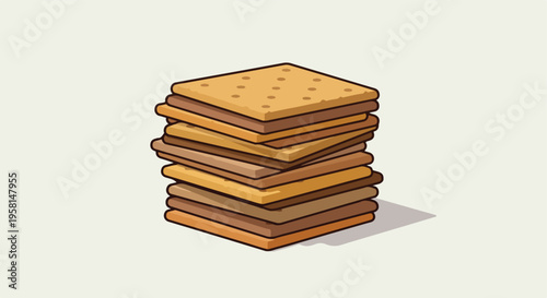 Stack of square crackers with patterned tops and chocolate filling