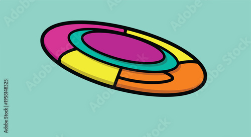 Abstract geometric shape with multiple curved colorful segments