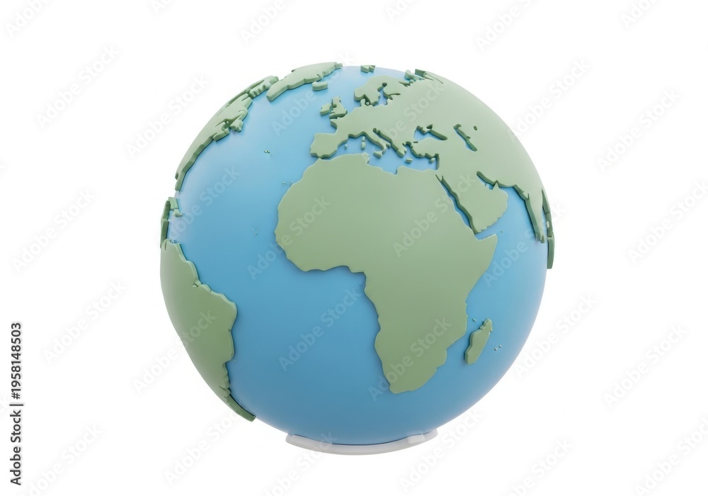 Fototapeta premium 3d render of a stylized globe showing africa and europe isolated on white background