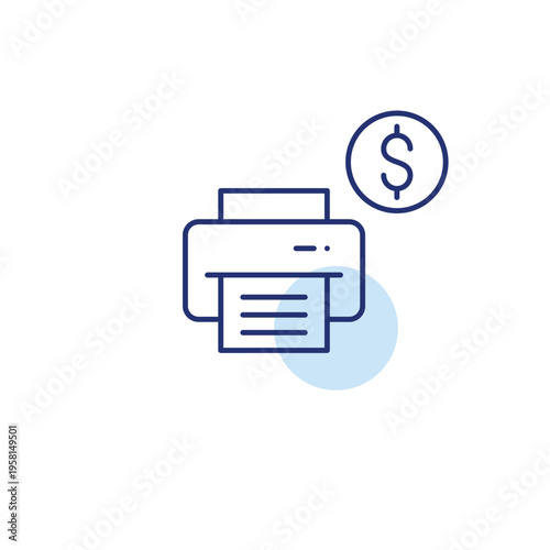 Printer and dollar. Office expenses. Pixel perfect, editable stroke vector icon