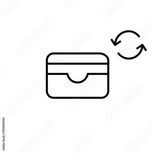 Card wallet and refresh arrows. Finance refresh, digital payment cycle, account renewal. Pixel perfect, editable stroke vector icon