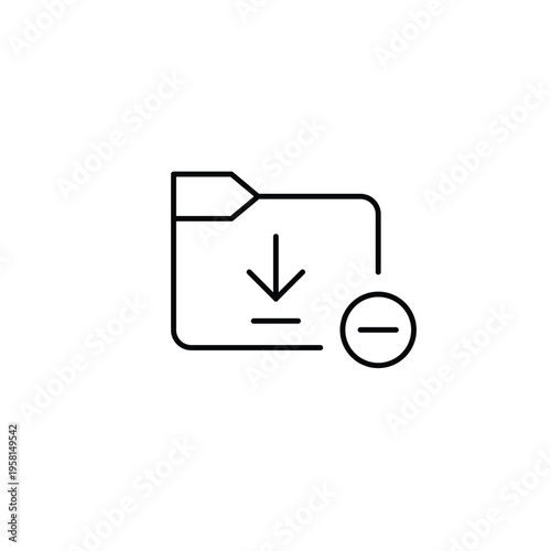 Download folder and minus. Files removed. Pixel perfect, editable stroke vector icon
