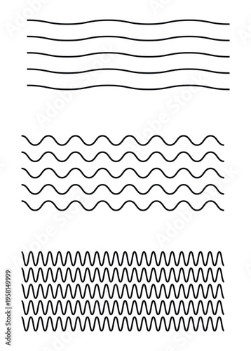 Art & IllustrationThin Wavy Zigzag Lines Vector with Water Wave Elements for Modern Design Use