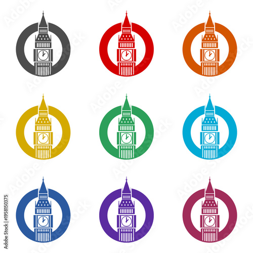 Big Ben  icon isolated on white background. Set icons colorful