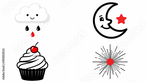 High contrast sky and sweet elements for infant visual sensory development.