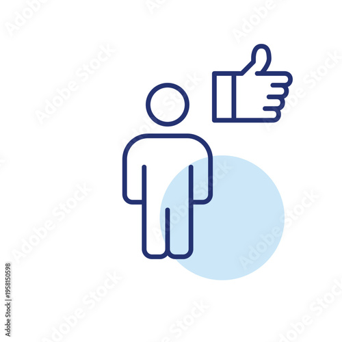 Person and like. User satisfaction, profile approved. Pixel perfect, editable stroke vector icon