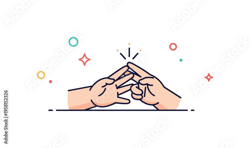 Baby hands reaching and grasping small infant hands stretching forward to hold a finger while soft sparkles highlight curiosity and the natural reflex of early