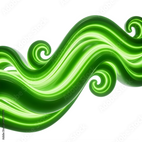Green neon wave design element