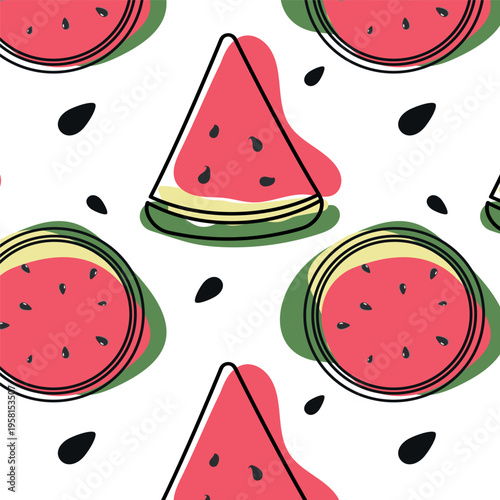summer pattern with watermelon harvest