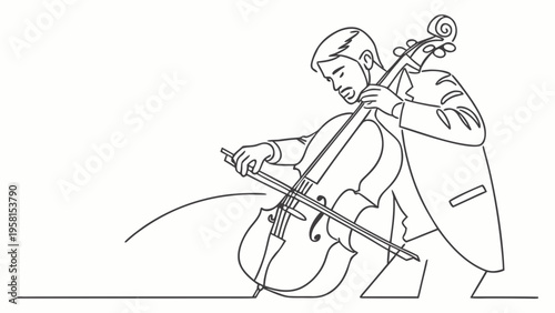 Musician skillfully plays the cello with focused intensity, creating a moment of artistic expression
