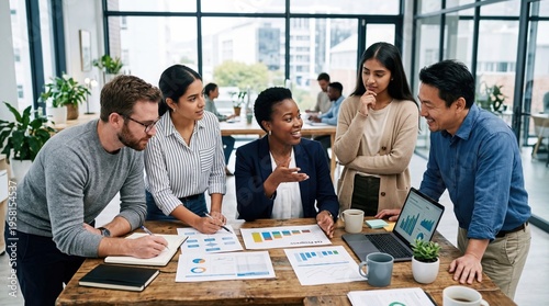 Dynamic team collaboration in modern office business meeting insights creative environment