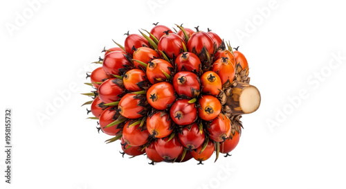 Fresh Oil Palm Fruit Bunch Isolated on White Background with Natural Texture