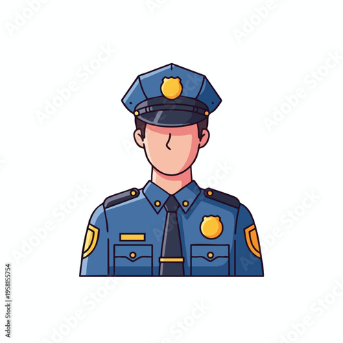 Cartoon illustration of a person in a police uniform