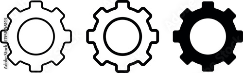 Gear icon set outline and solid settings symbol vector