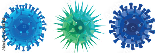 Set of realistic virus and bacteria cells with different structures and colors isolated on light background for medical research healthcare and microbiology design