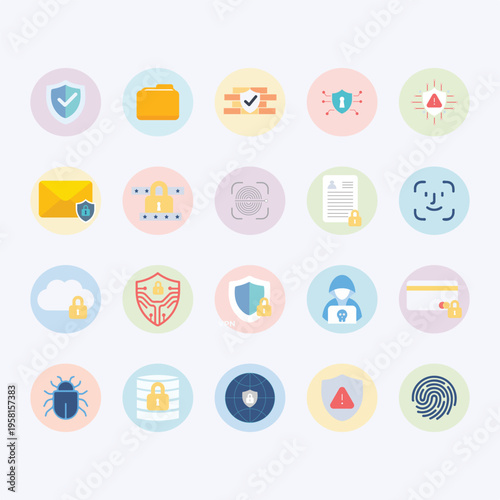 Cyber Security Line Icons Set Data Protection Technology Outline Vector Pack