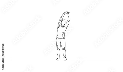 Exercise Impact. Minimalistic one-line drawing individual stretching with simplified body outline highlighting circulation and movement, continuous single