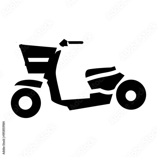 silhouette of a scooter bike for delivery glyph solid black style icon vector