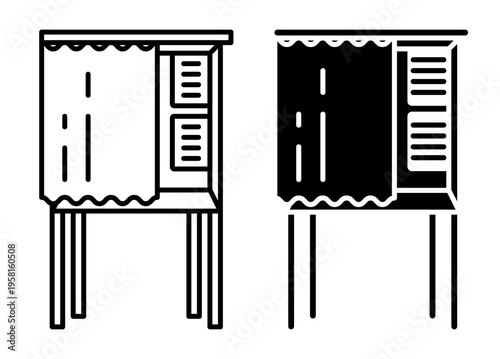 Linear icon. Voting booth at a polling station. Simple black and white vector symbol isolated on white background
