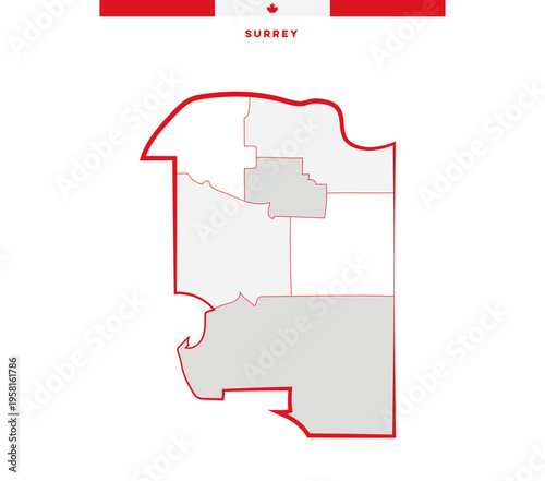 Surray, BC, Canada - Municipalities of British Columbia - Administrative map
