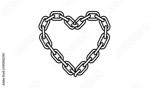 Heart shape formed by chain links silhouette