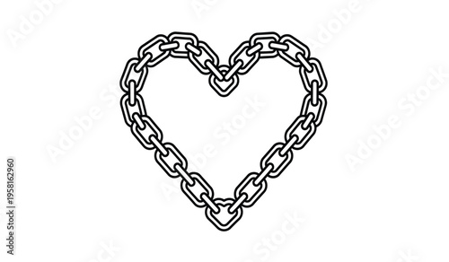 Heart shaped chain silhouette on white background