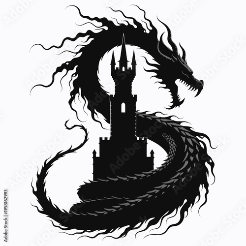 black and white illustration of a silhouette of a girl