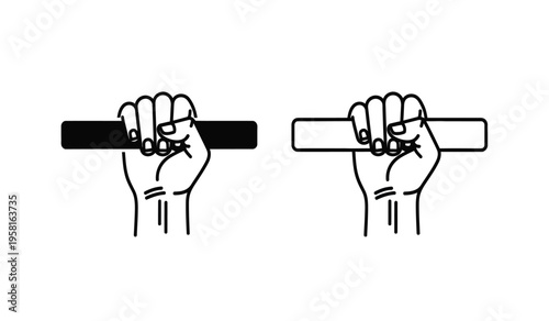 Silhouette of hands gripping cylindrical objects contrasting black and white