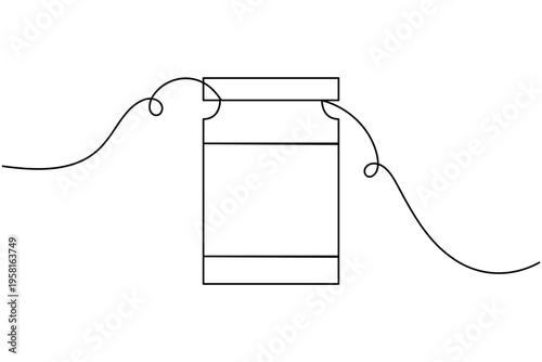 Supplement jar sign icon continuous one line art single drawing on white background minimal gym fitness nutrition container symbol outline vector illustration