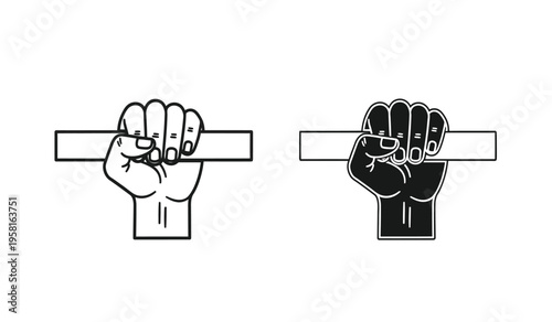 Silhouette of hands holding a t shaped object contrasting black and white illustrations