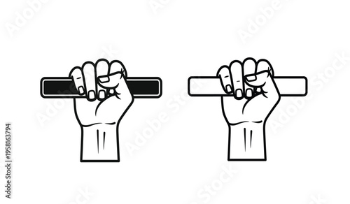 Silhouette of hands holding dumbbells in different grip styles