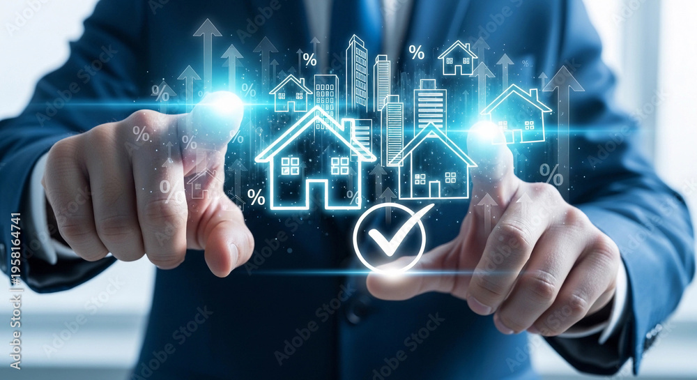 Obraz premium Digital real estate investment smart property interface concept