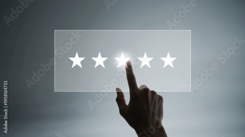 Close-Up of Hand Selecting Five Stars for Rating.