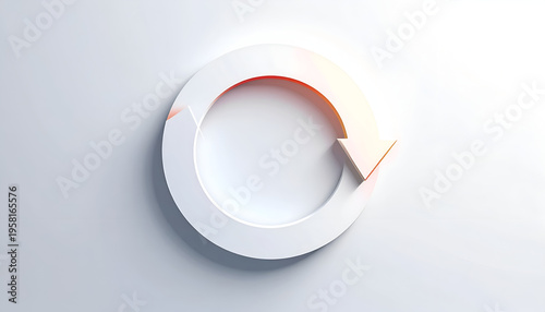 White circular arrow on white background symbolizing repetition and recycling