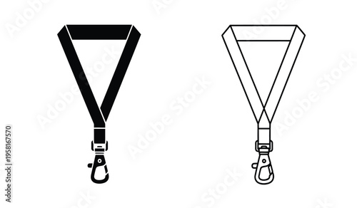 Silhouette of two triangular lanyard designs with clips