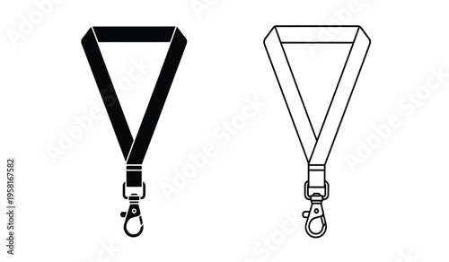 Silhouette of two lanyard designs with clips and straps