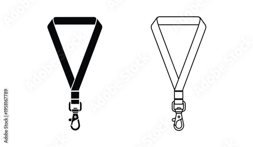 Silhouette of two lanyard designs with clips and straps