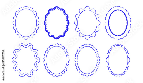 Vector graphic design, lace linear border and frame with copy space for text, logo, monogram, minimal trendy stationery and brand packaging template