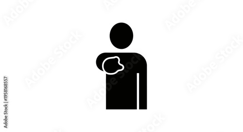 Person with heart on shoulder.