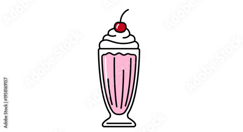 Pink milkshake with whipped cream topping.