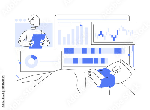 AI-Automated Sleep Pattern Analysis abstract concept vector illustration.