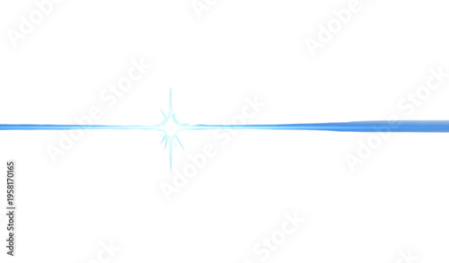 Blue light glare beam vector with glowing neon streaks and futuristic horizontal shine isolated on white background