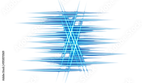 Futuristic blue light streak beams vector with glowing neon motion lines and energy transitions isolated on white background