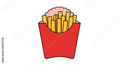 French fries in red container.