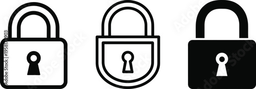 Three different types of locks in black and white