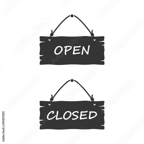 OPEN/CLOSEDのドアプレート　シルエットアイコン