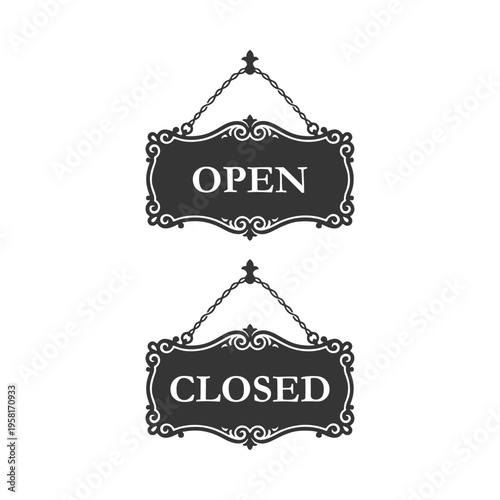 OPEN/CLOSEDのドアプレート　シルエットアイコン