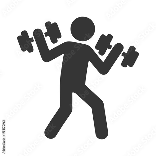 ダンベルで運動する人物のシルエットアイコン