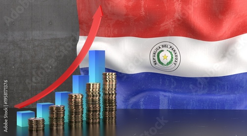 Foto Paraguay - growth chart and national flag - 3D illustration